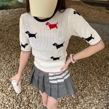 톰브라운 홀로우 자수 강아지 반팔 티셔츠 티 (해외배송)