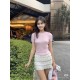 샤넬 스트라이프 반팔 니트 스웨터 (해외배송)