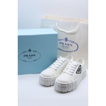 프라다 리퍼브 더블 휠 나일론 개버딘 스니커즈 화이트 (국내배송)