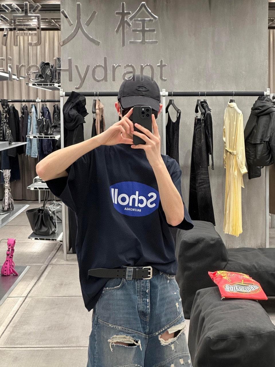 발렌시아가 파리 패밀리 리프레싱 프린트 라운드넥 반팔 티셔츠 (해외배송)