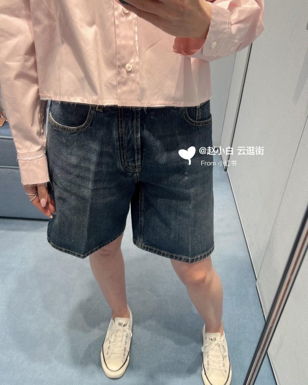 미우미우 여성용 패치 데님 반바지 (해외배송)