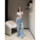 발렌티노 25Ss 신상 봄여름 얇은 콘트라스트 허리 워싱 캐주얼 청바지 (해외배송)
