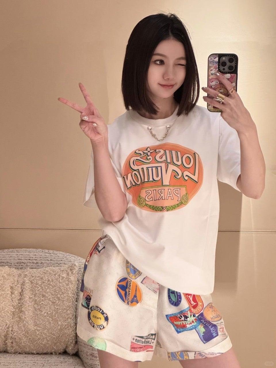 루이비통 클래식 모노그램 프린트 체인 반팔 티셔츠 (해외배송)