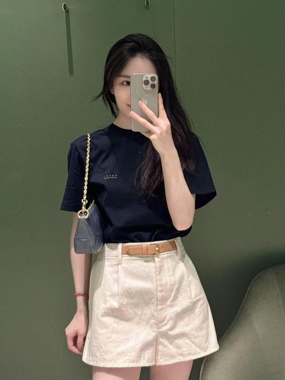 프라다 25SS 신상품 봄 여름 레터 프린트 라운드넥 반팔 티셔츠 (해외배송)