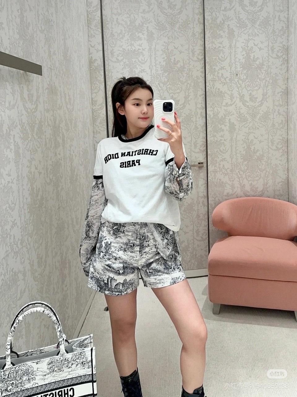 디올 프린트 데님 반바지 (해외배송)