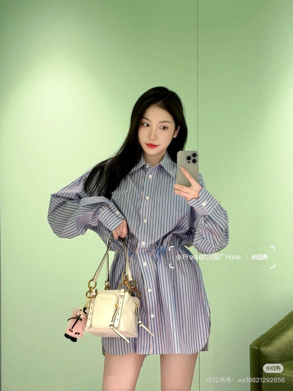 프라다 스트라이프 셔츠 드레스 (해외배송)
