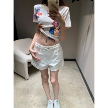 샤넬 백포켓 그라데이션 스팽글 화이트 데님 반바지 (해외배송)