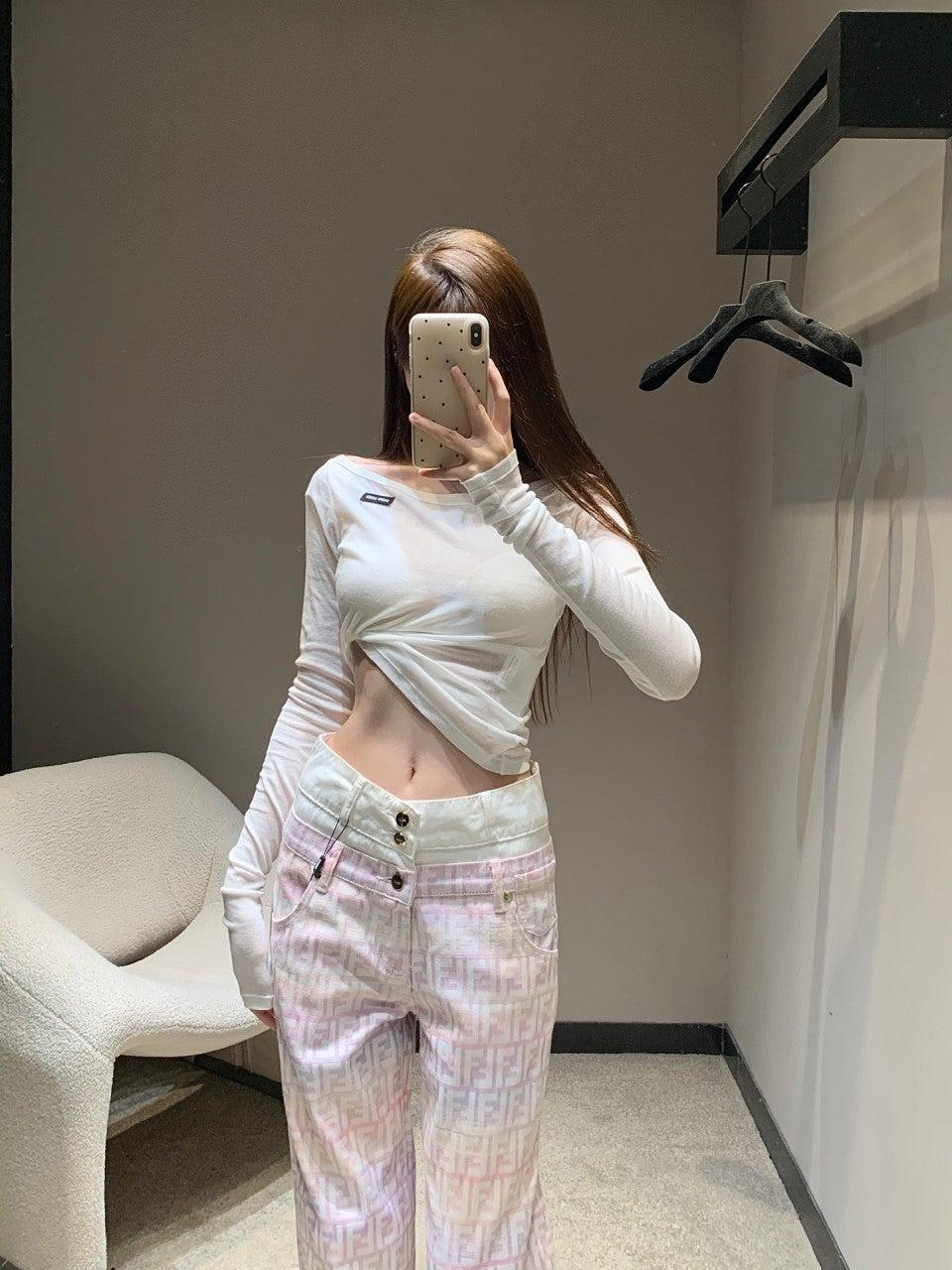 펜디 컬러풀 레터 자카드 스트레이트 데님 팬츠 (해외배송)