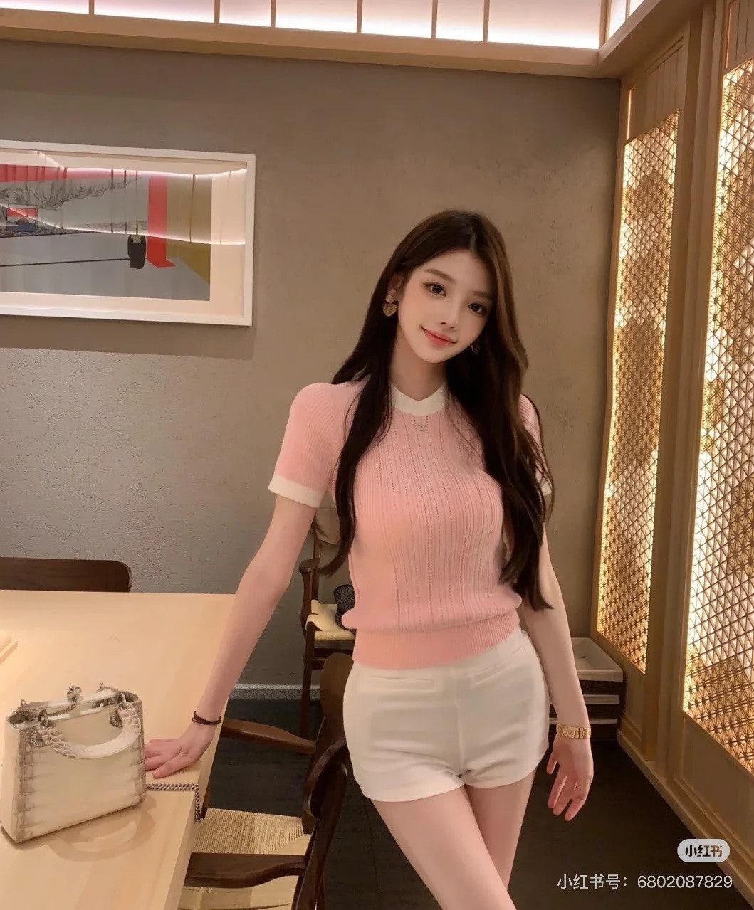 샤넬 25S 니트 라인스톤 컬러블록 (정품급 해외배송)