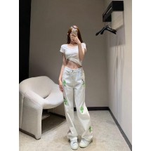 크롬하츠 투톤 가죽 라벨 데님 팬츠 (해외배송)