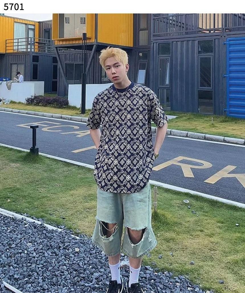 루이비통 수입고급 Louis Vuitton logo full-print letter 티셔츠 (국내배송)