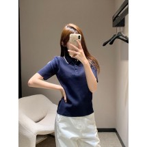 몽클레어 라펠 니트 폴로 반팔 탑 (해외배송)