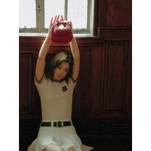 미우미우 로고 마이크로 라벨 컬리지 스타일 반팔 (해외배송)