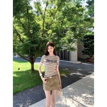 디올 레터 자카드 스트라이프 니트 반팔 (해외배송)