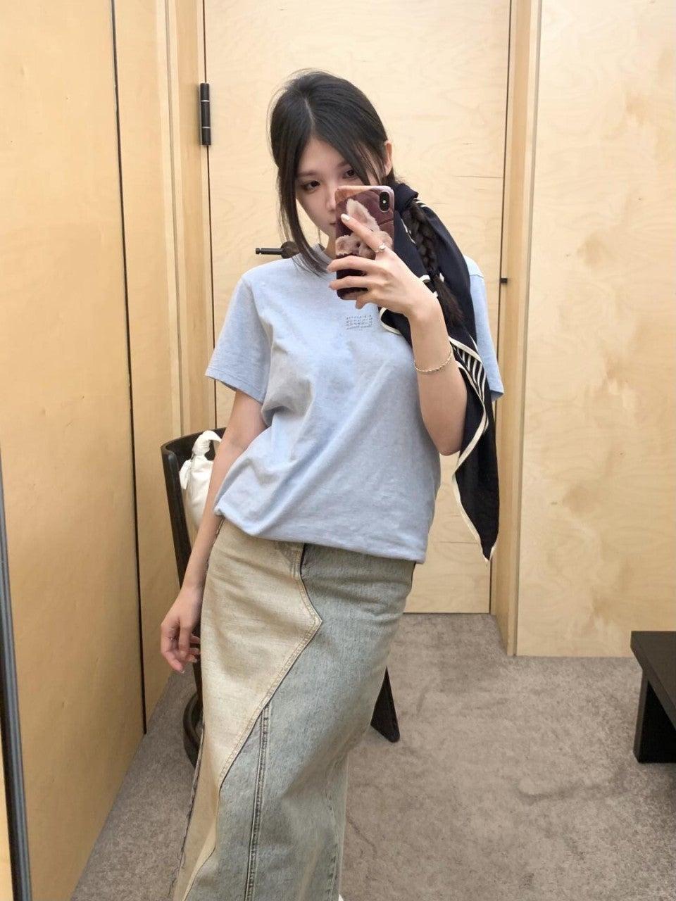 메종마르지엘라 헤이즈 블루 프린트 라운드넥 반팔 (해외배송)