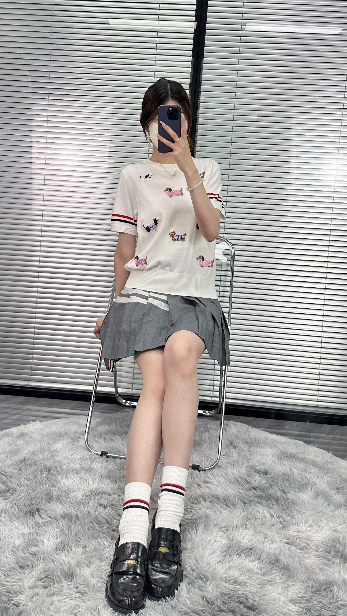 톰브라운 강아지 자수 얼음 실크 반팔 3컬러 (해외배송)