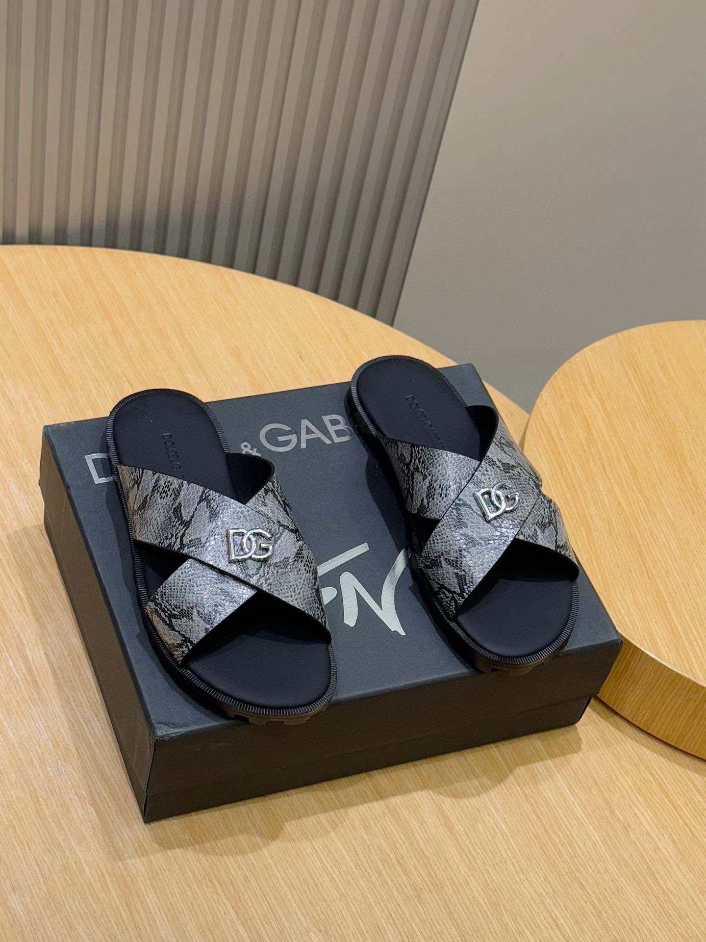 돌체앤가바나 D&G 송아지 가죽 남성용 슬리퍼 (해외배송)