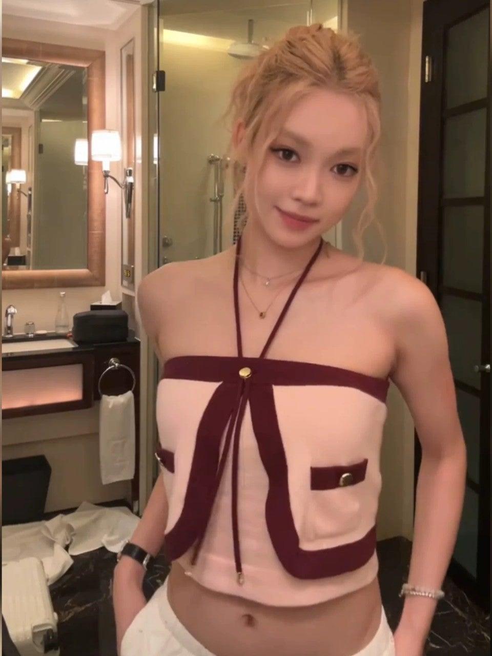 샤넬 25FW 퓨어 울 커스텀 다이드 콘트라스트 컬러 스티칭 튜브 탑 (정품급 해외배송)