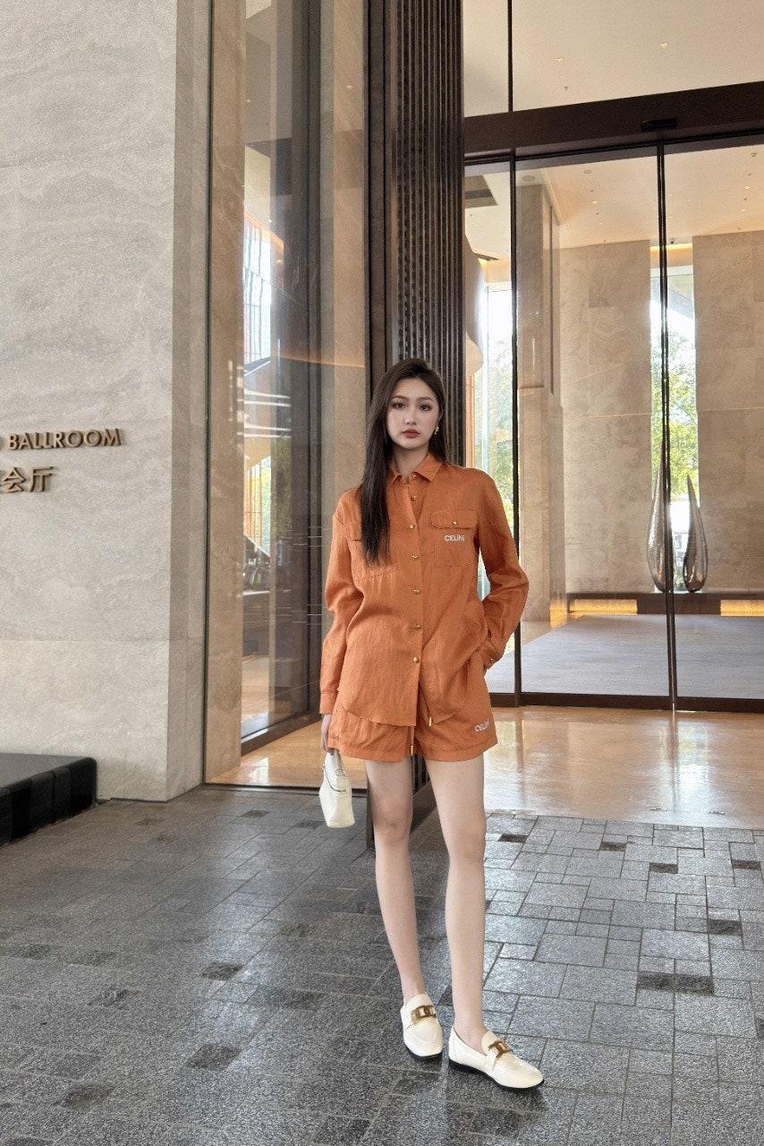 셀린느 포켓 자수 레터링 리넨 셔츠 세트 (해외배송)