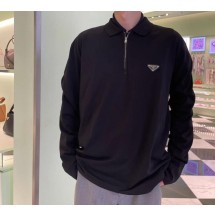 프라다 머서라이즈드 펄 지퍼 폴로 긴팔 (해외배송)