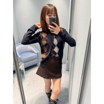 미우미우 배색 다이아몬드 패턴 캐시미어 니트 가디건 (해외배송)