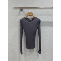 미우미우 미니멀리스트 V넥 울 바텀 탑 (해외배송)
