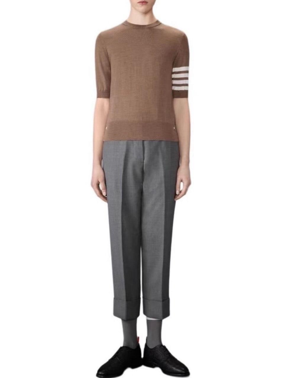 톰브라운 THOM BROWNE 여성 메리노 울 저지 4바 반팔 (국내배송)