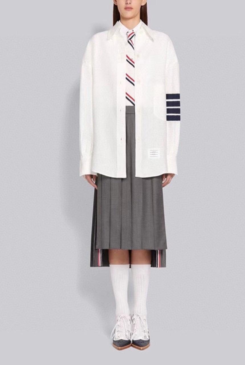 톰브라운 THOM BROWNE 여성 4-바 긴팔 린넨 셔츠 (국내배송)