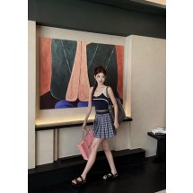 미우미우 체크 무늬 플리츠 스커트 (해외배송)