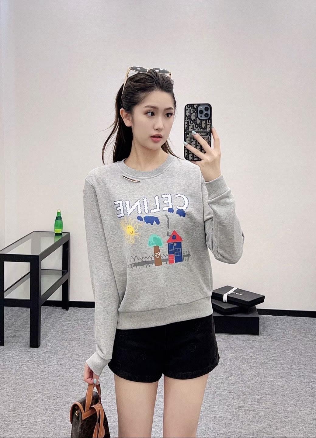 셀린느 라운드넥 프린트 긴팔 (해외배송)