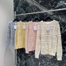 디올 라운드넥 라탄 체크 풀오버 스웨터 4컬러 (해외배송)