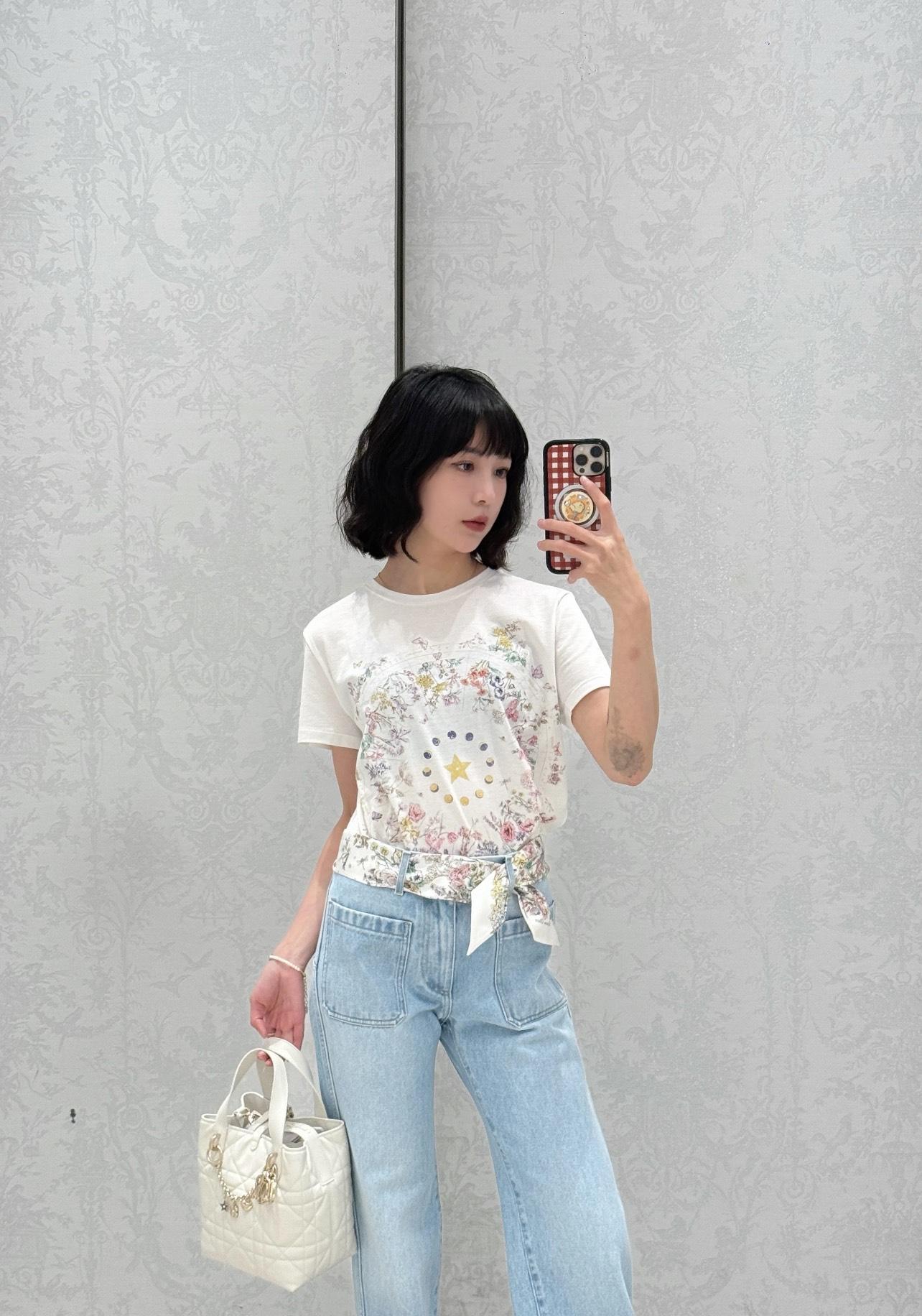 디올 라운드넥 프린트 반팔  (해외배송)