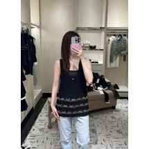 샤넬 골드 자수 밑단 니트 베스트 2컬러 (해외배송)