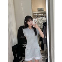 샤넬 니트 반소매 드레스 2컬러 (해외배송)