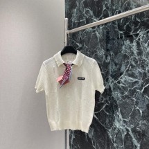미우미우 할로우 니트 라펠 반소매 (해외배송)