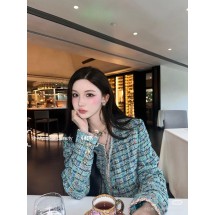 샤넬 25FW 오트 쿠튀르 피콕 블루 트위드 라운드넥 재킷 (정품급 해외배송)