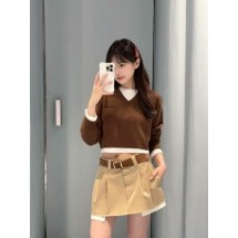 미우미우 페이크 투피스 로고 레터 크롭 스웨터 (해외배송)