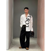 로에베 크로스 숄더 라지 로고 프린트 실크 셔츠 (해외배송)