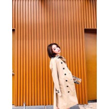 버버리 여성용 샌드링엄 시리즈 블랙 미디 길이 트렌치 코트 (해외배송)